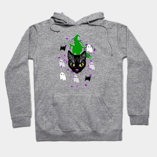 Black Cat, Ghost and witch Hoodie